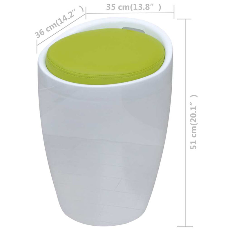 Taburet, alb și verde, piele ecologică