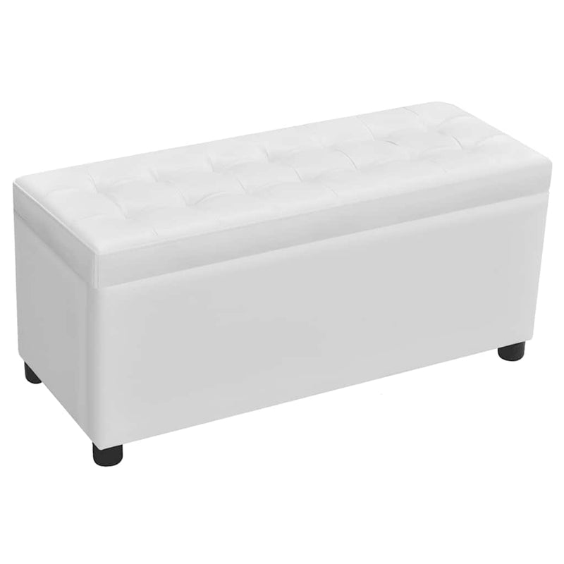 Taburet de depozitare, piele artificială, alb