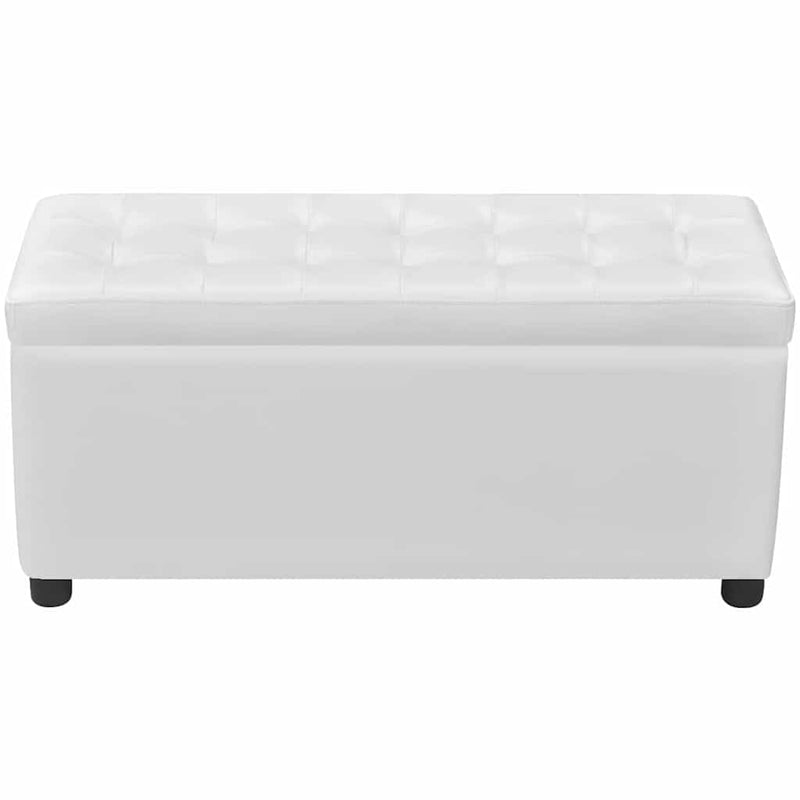 Taburet de depozitare, piele artificială, alb