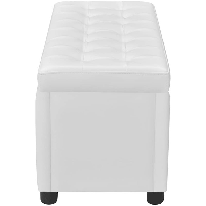 Taburet de depozitare, piele artificială, alb