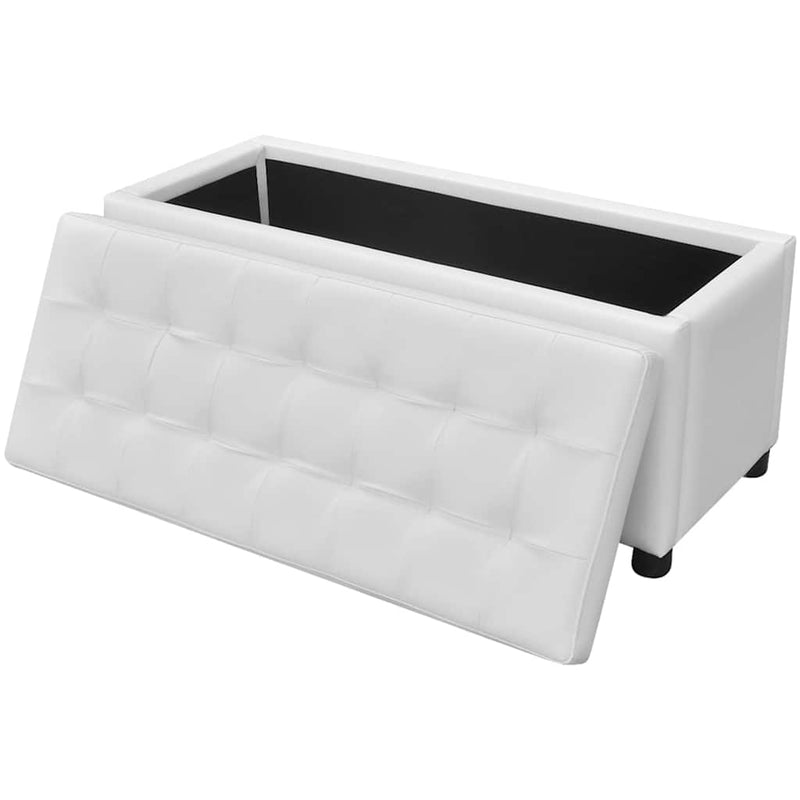 Taburet de depozitare, piele artificială, alb