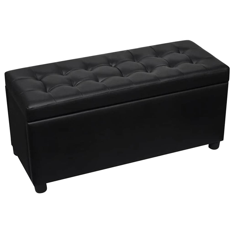 Taburet de depozitare, piele artificială, negru
