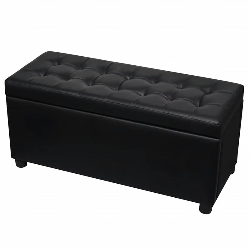 Taburet de depozitare, piele artificială, negru