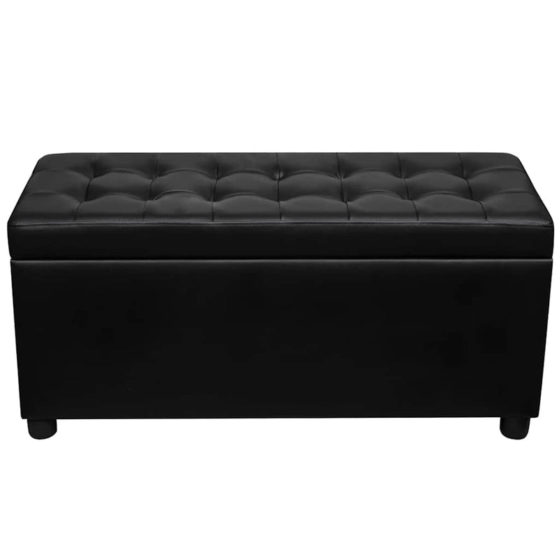 Taburet de depozitare, piele artificială, negru