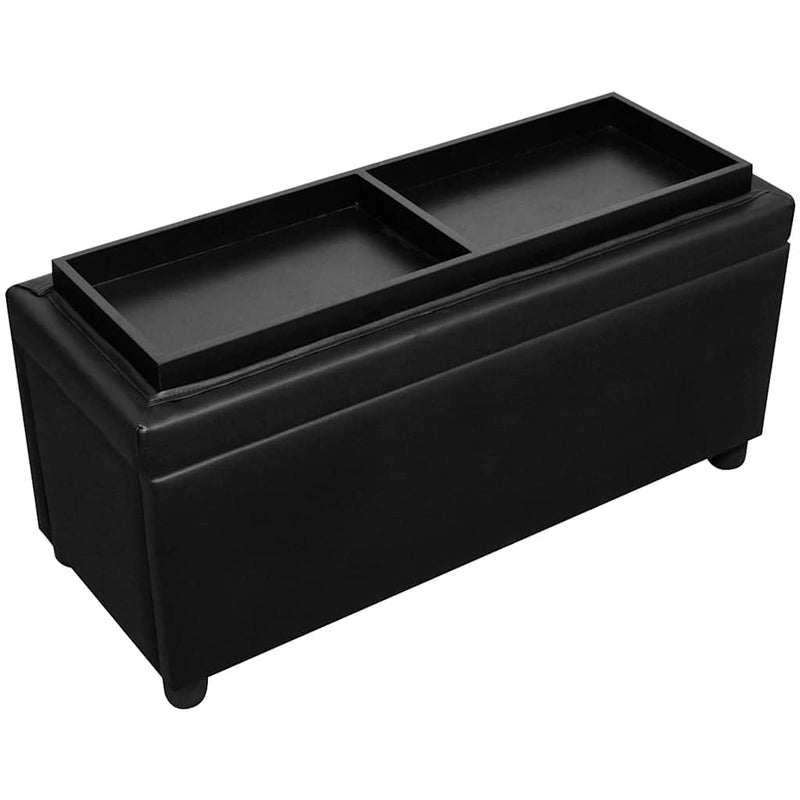 Taburet de depozitare, piele artificială, negru