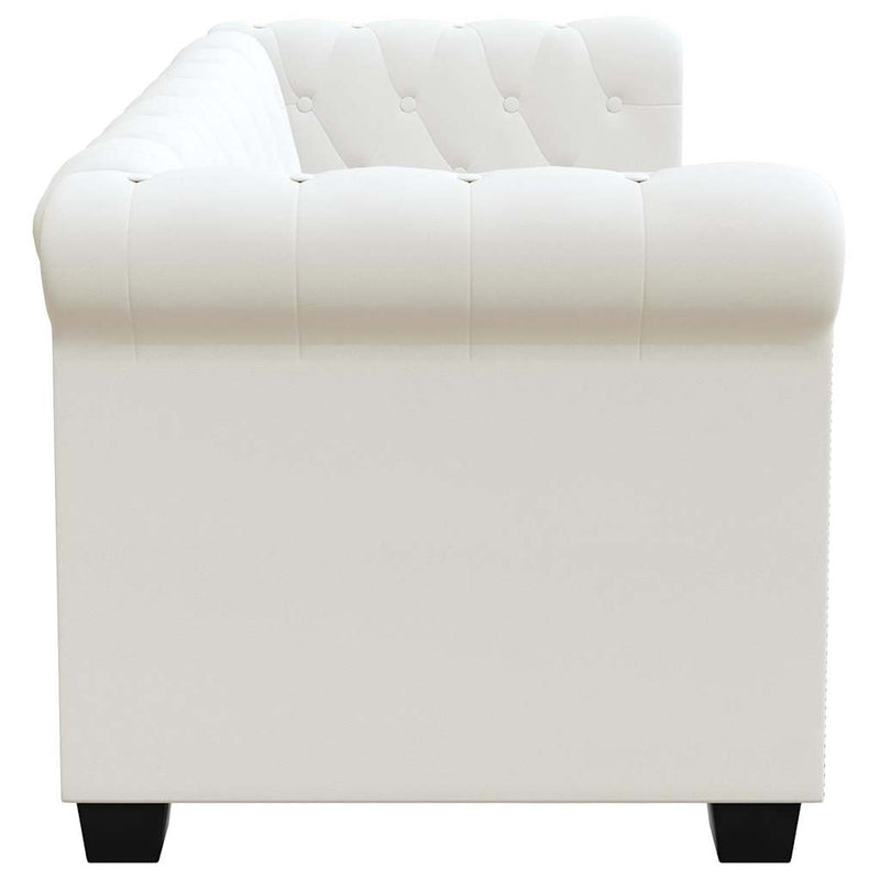 Canapea Chesterfield cu 2 locuri, piele artificială, alb