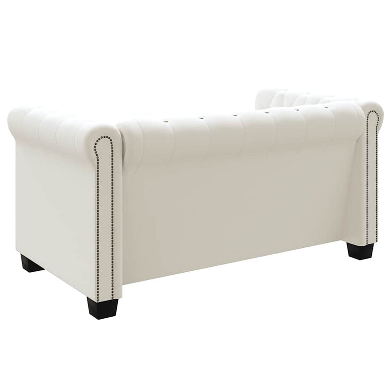 Canapea Chesterfield cu 2 locuri, piele artificială, alb