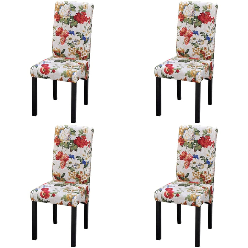 Scaune de bucătărie, 4 buc., multicolor, material textil