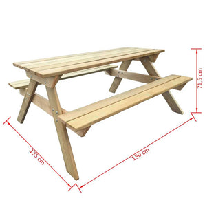 Masă de picnic, 150 x 135 x 71,5 cm, lemn