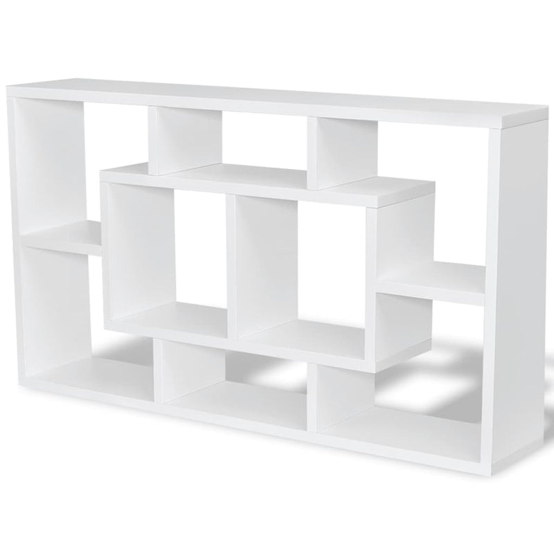Raft de prezentare suspendat pe perete, 8 compartimente, alb
