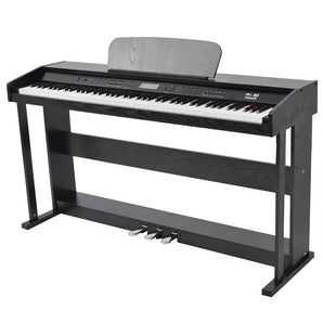 Pian digital cu 88 de clape, cu pedale, placă melamină, negru