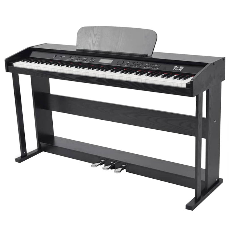 Pian digital cu 88 de clape, cu pedale, placă melamină, negru