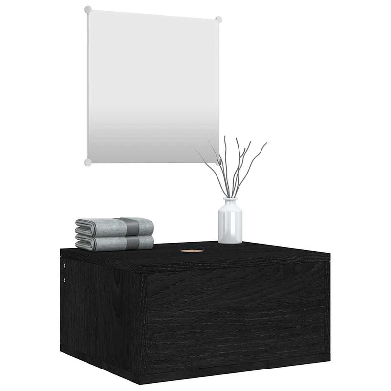Set de mobilier de baie cu 2 piese, lemn prelucrat negru