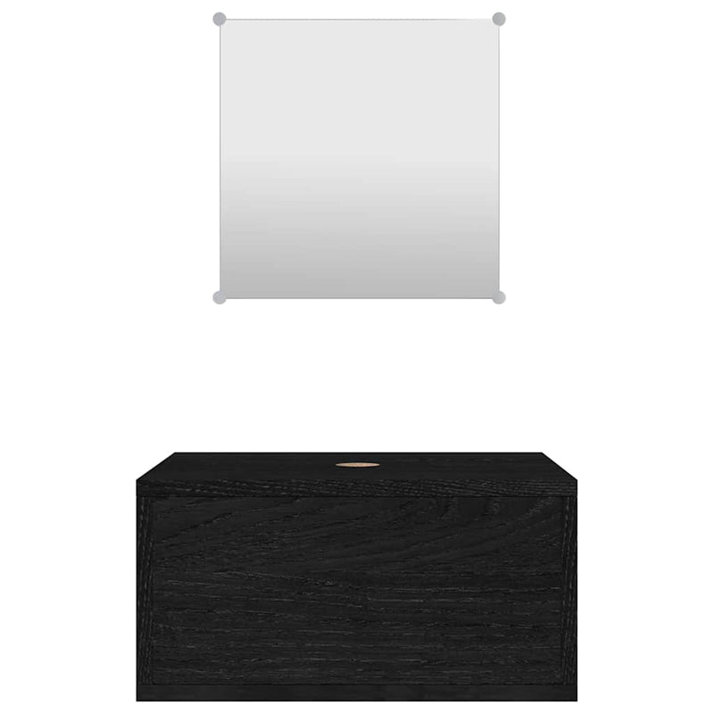 Set de mobilier de baie cu 2 piese, lemn prelucrat negru