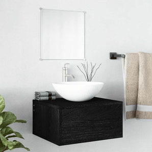 Set de mobilier de baie cu 2 piese, lemn prelucrat negru