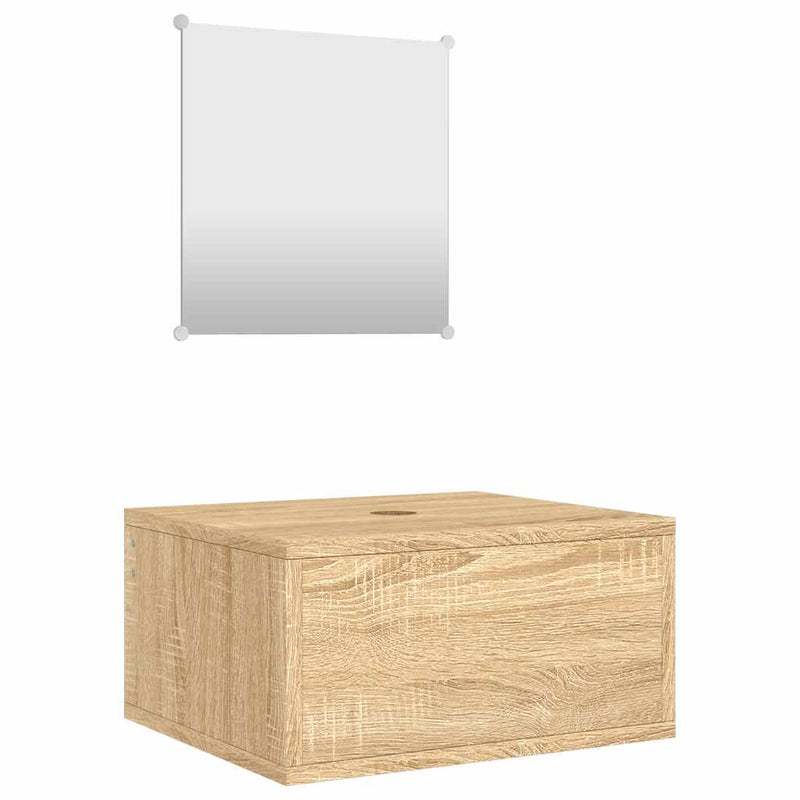 Set mobilier de baie 2 piese, lemn prelucrat stejar