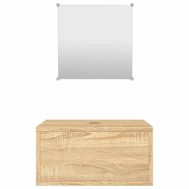 Set mobilier de baie 2 piese, lemn prelucrat stejar