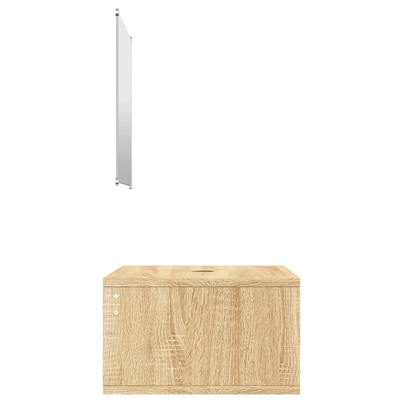 Set mobilier de baie 2 piese, lemn prelucrat stejar
