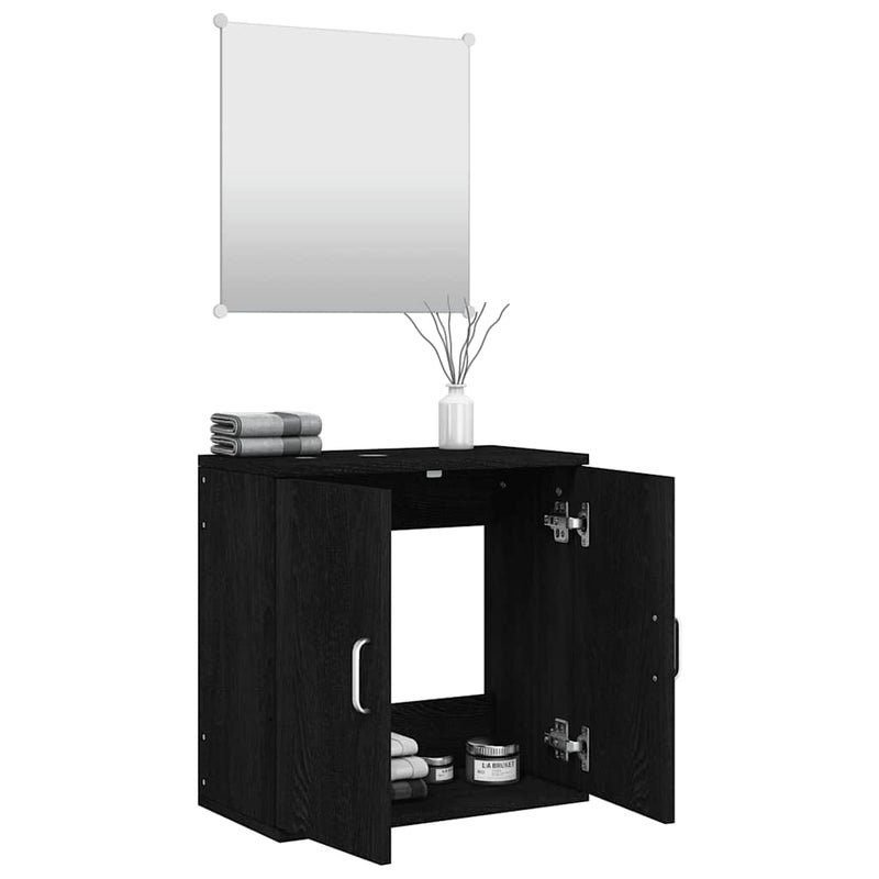 Set de mobilier de baie cu 2 piese, lemn prelucrat negru