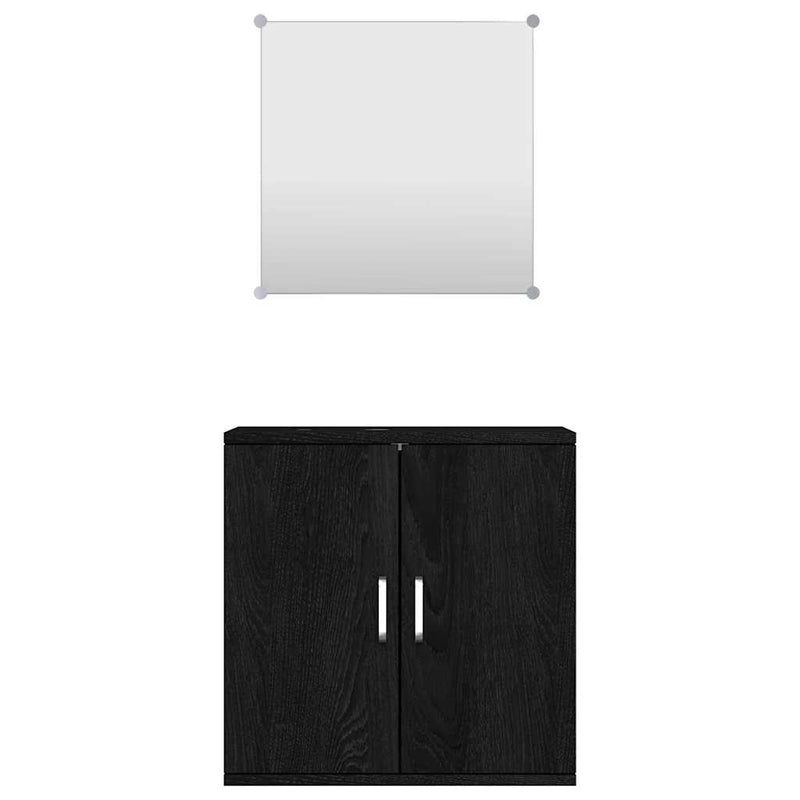 Set de mobilier de baie cu 2 piese, lemn prelucrat negru