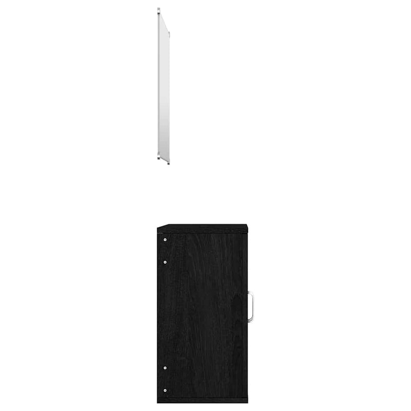 Set de mobilier de baie cu 2 piese, lemn prelucrat negru