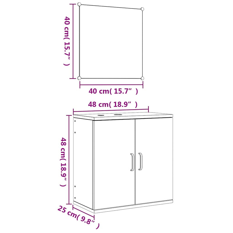 Set de mobilier de baie cu 2 piese, lemn prelucrat negru