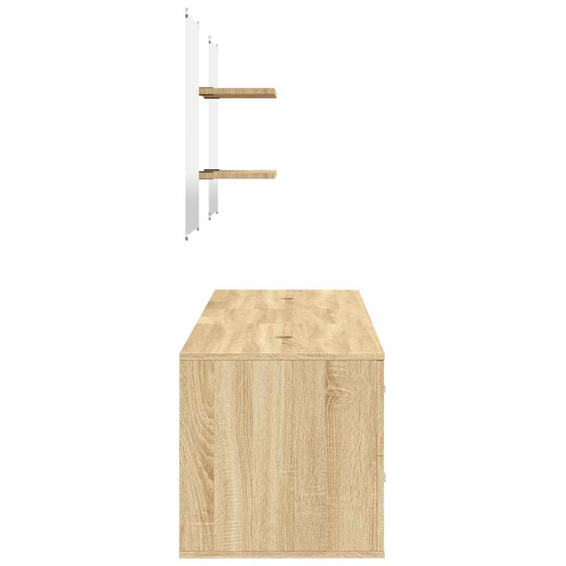 Set de mobilier de baie cu 5 piese, lemn prelucrat din stejar