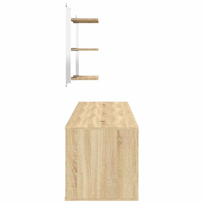 Set mobilier de baie cu 6 piese, lemn prelucrat din stejar