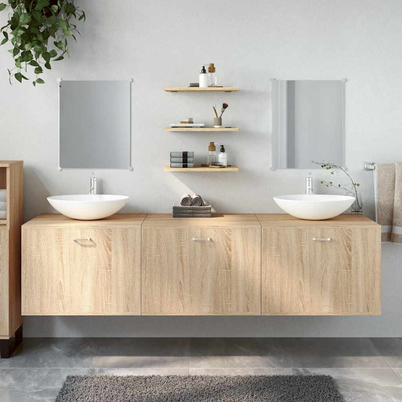 Set mobilier de baie cu 6 piese, lemn prelucrat din stejar