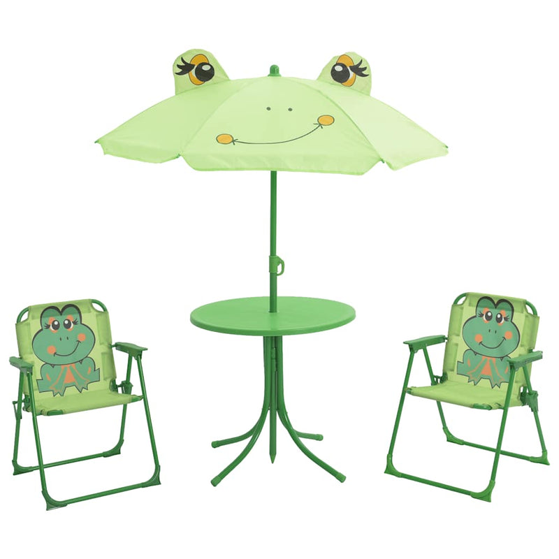Set bistro pentru copii de grădină, cu umbrelă, 3 piese, verde