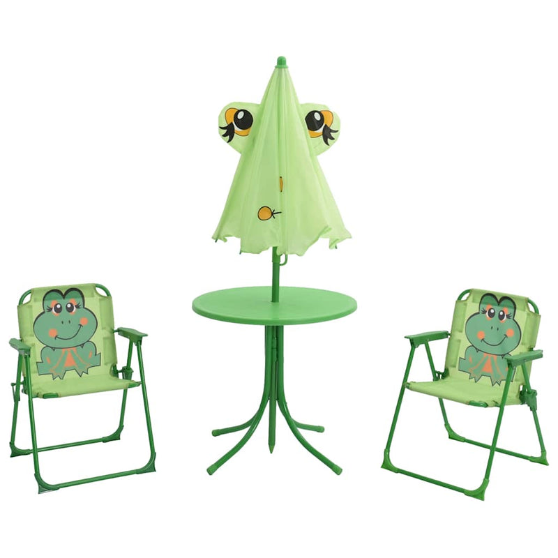 Set bistro pentru copii de grădină, cu umbrelă, 3 piese, verde