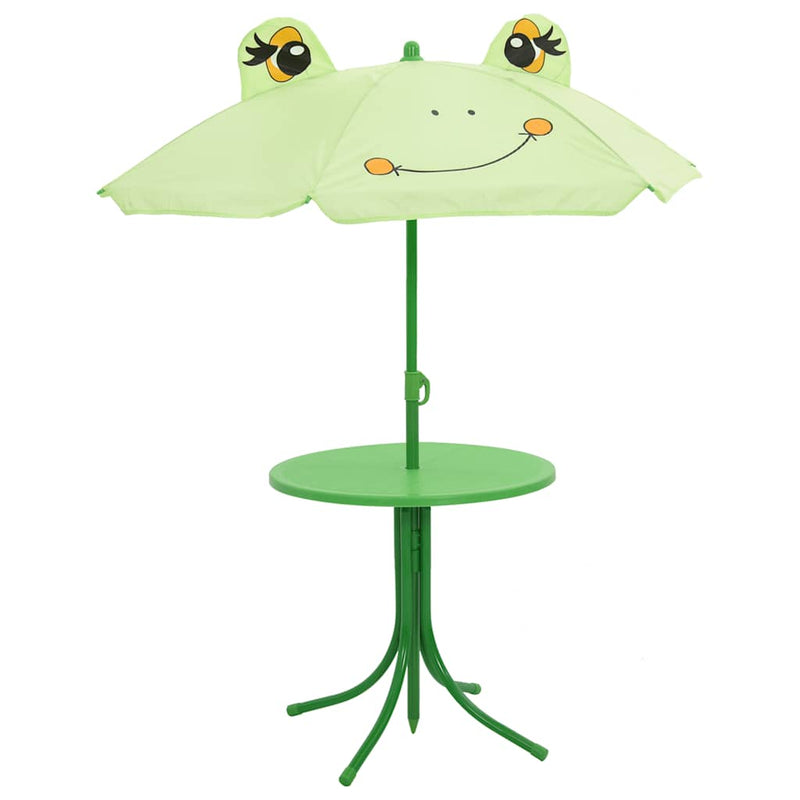 Set bistro pentru copii de grădină, cu umbrelă, 3 piese, verde