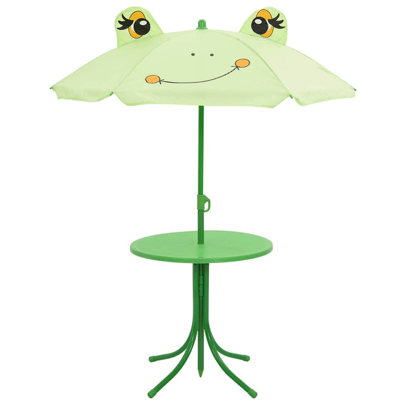 Set bistro pentru copii de grădină, cu umbrelă, 3 piese, verde