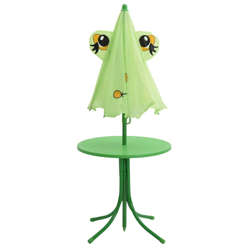 Set bistro pentru copii de grădină, cu umbrelă, 3 piese, verde