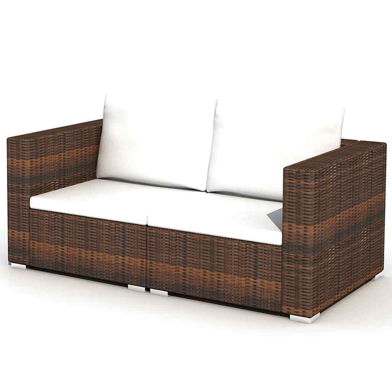 Set mobilier de grădină cu perne, 10 piese, maro, poliratan