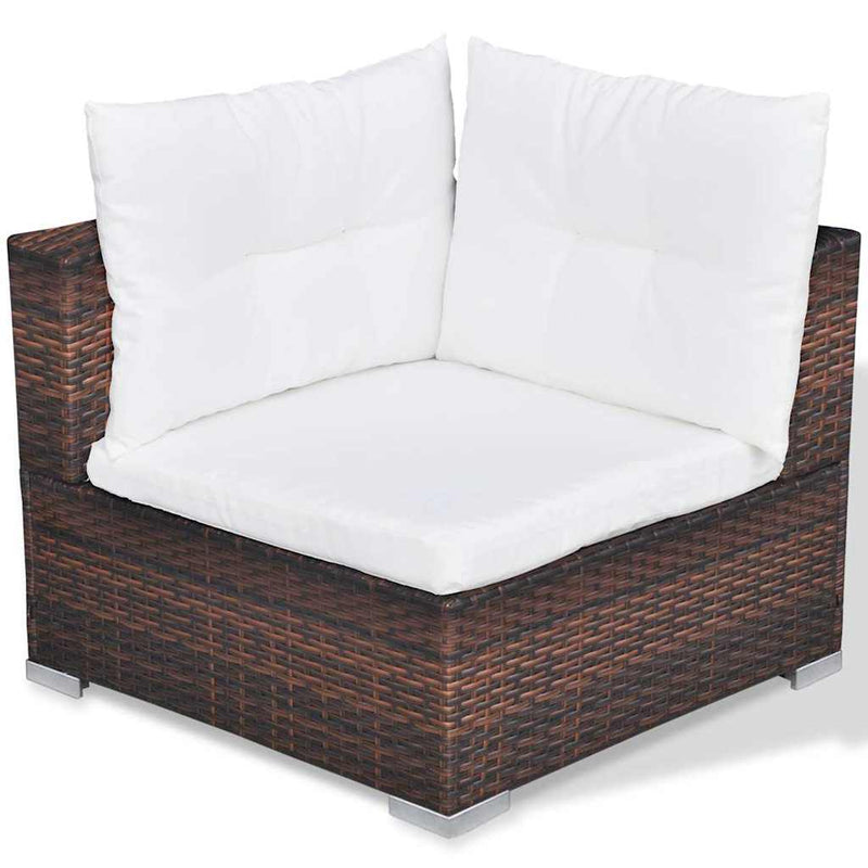 Set mobilier de grădină cu perne, 10 piese, maro, poliratan