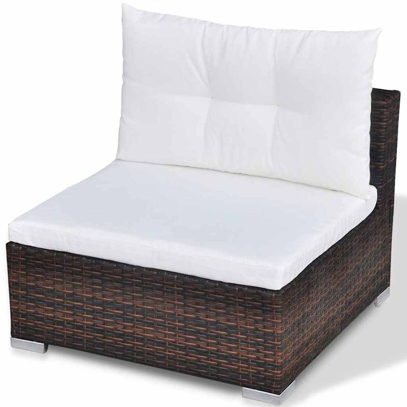 Set mobilier de grădină cu perne, 10 piese, maro, poliratan