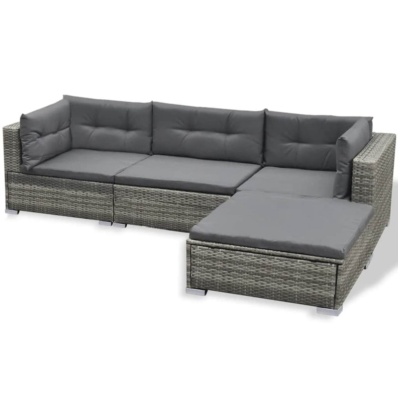Set mobilier de grădină cu perne, 6 piese, gri, poliratan