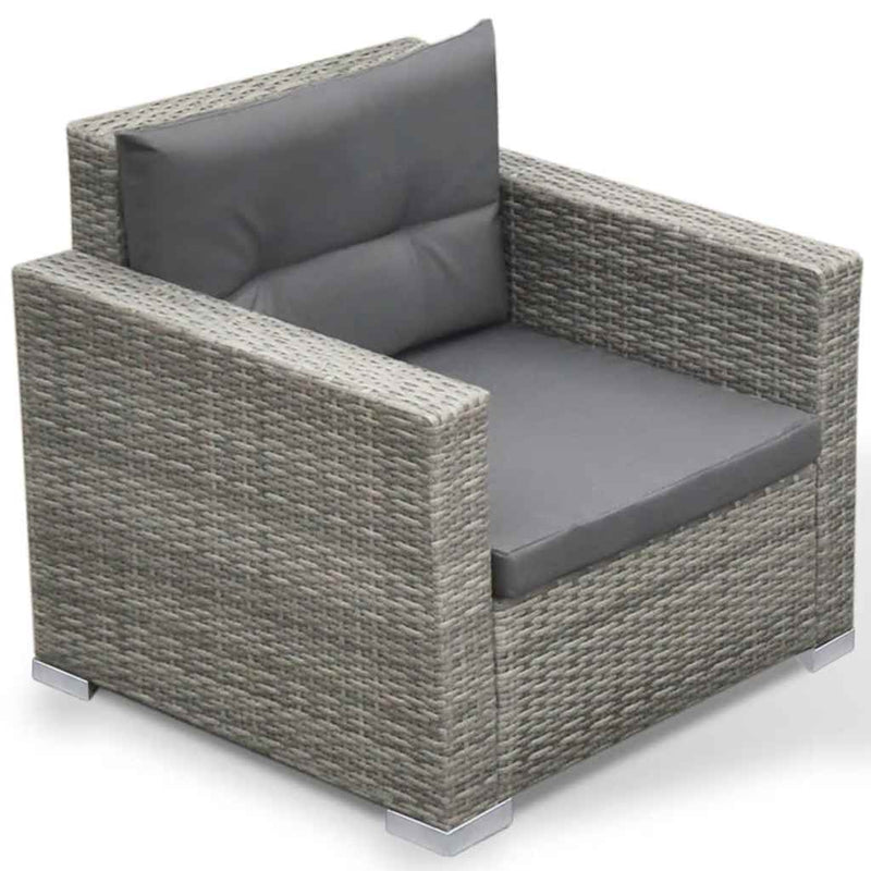 Set mobilier de grădină cu perne, 6 piese, gri, poliratan