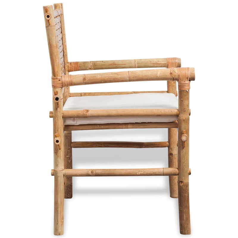 Set mobilier bistro cu perne, 3 piese, bambus
