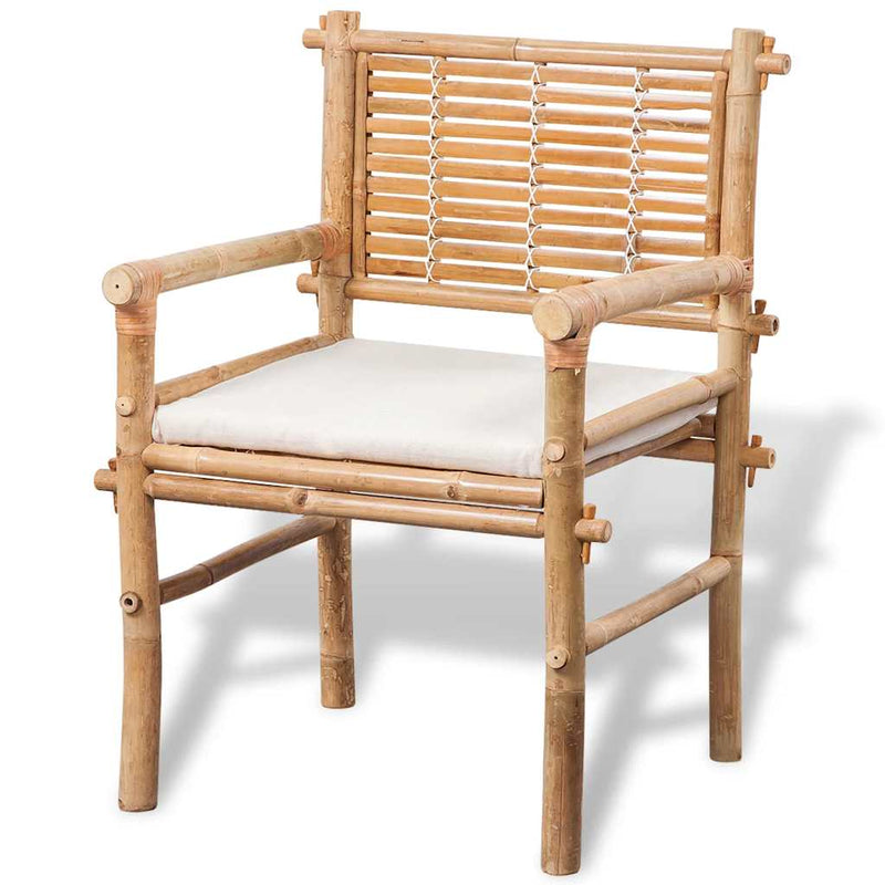 Set mobilier bistro cu perne, 3 piese, bambus
