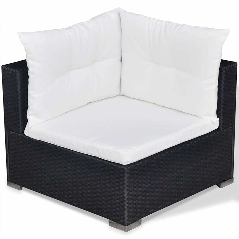 Set mobilier de grădină cu perne, 5 piese, negru, poliratan