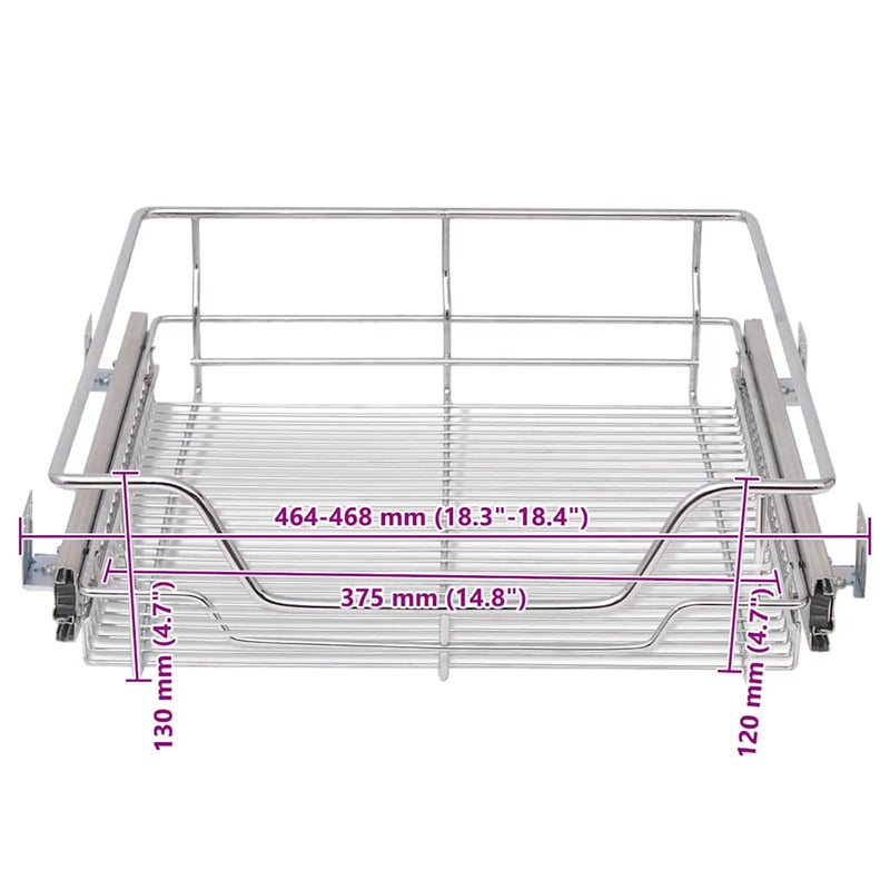 Coșuri din sârmă retractabile, 2 buc., argintiu, 500 mm