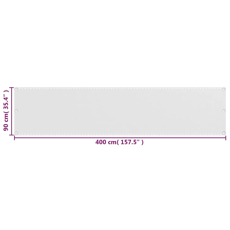 Prelată pentru balcon din HDPE, 90 x 400 cm, alb