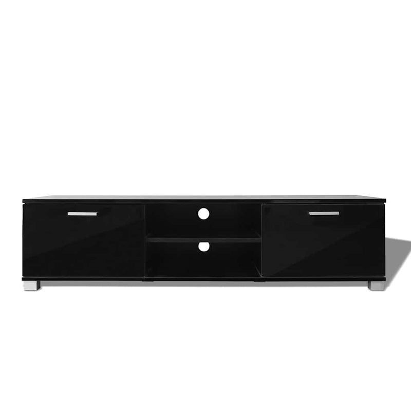 Comodă TV, negru extralucios, 140 x 40,3 x 34,7 cm