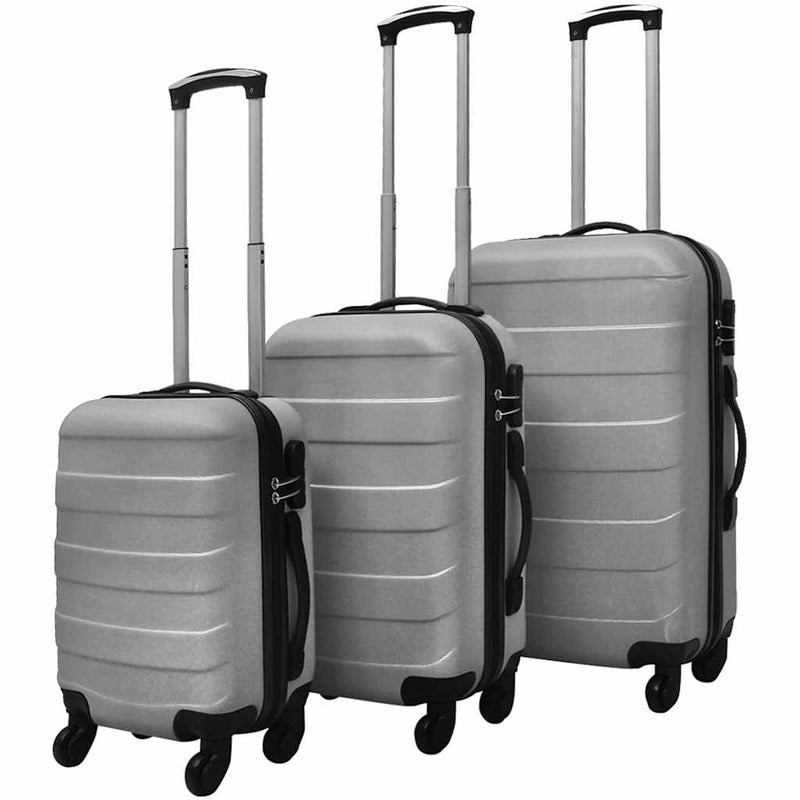 Set valize rigide, argintiu, 3 buc., 45,5/55/66 cm