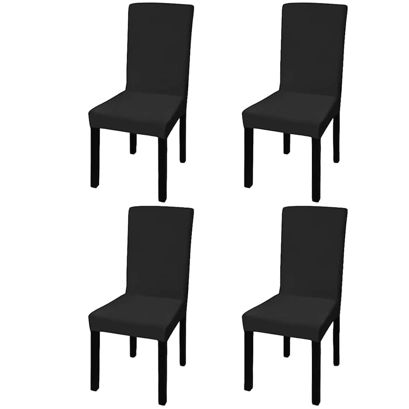 Huse de scaun elastice drepte, 4 buc., negru
