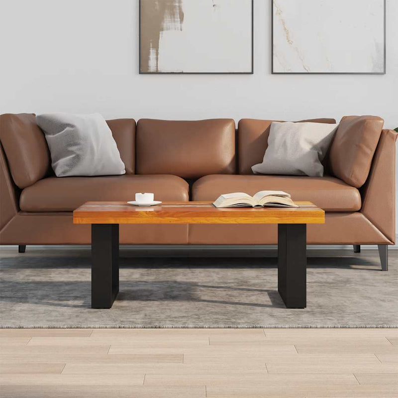 Măsuță de cafea, lemn de tec cu rășină, 100x50 cm