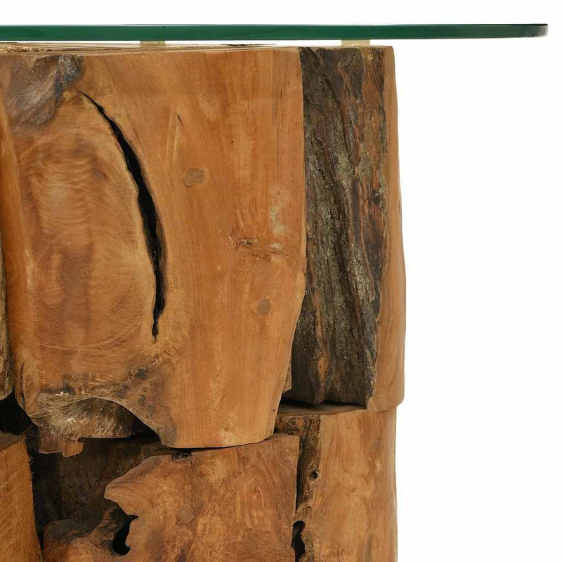 Măsuță de cafea, 60 cm, lemn masiv de tec erodat
