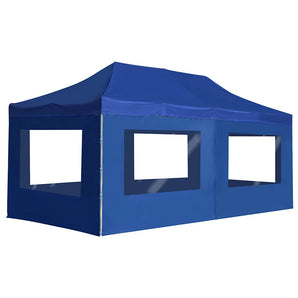 Cort de petrecere pliabil cu pereți, albastru, 6x3 m, aluminiu
